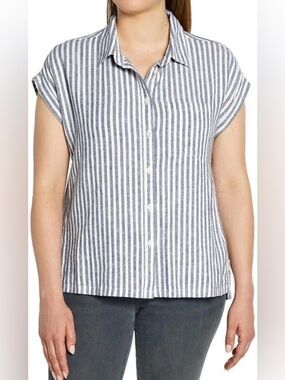 🌴Orvis Ladies' Short Sleeve Linen Blend Shirt Size XL